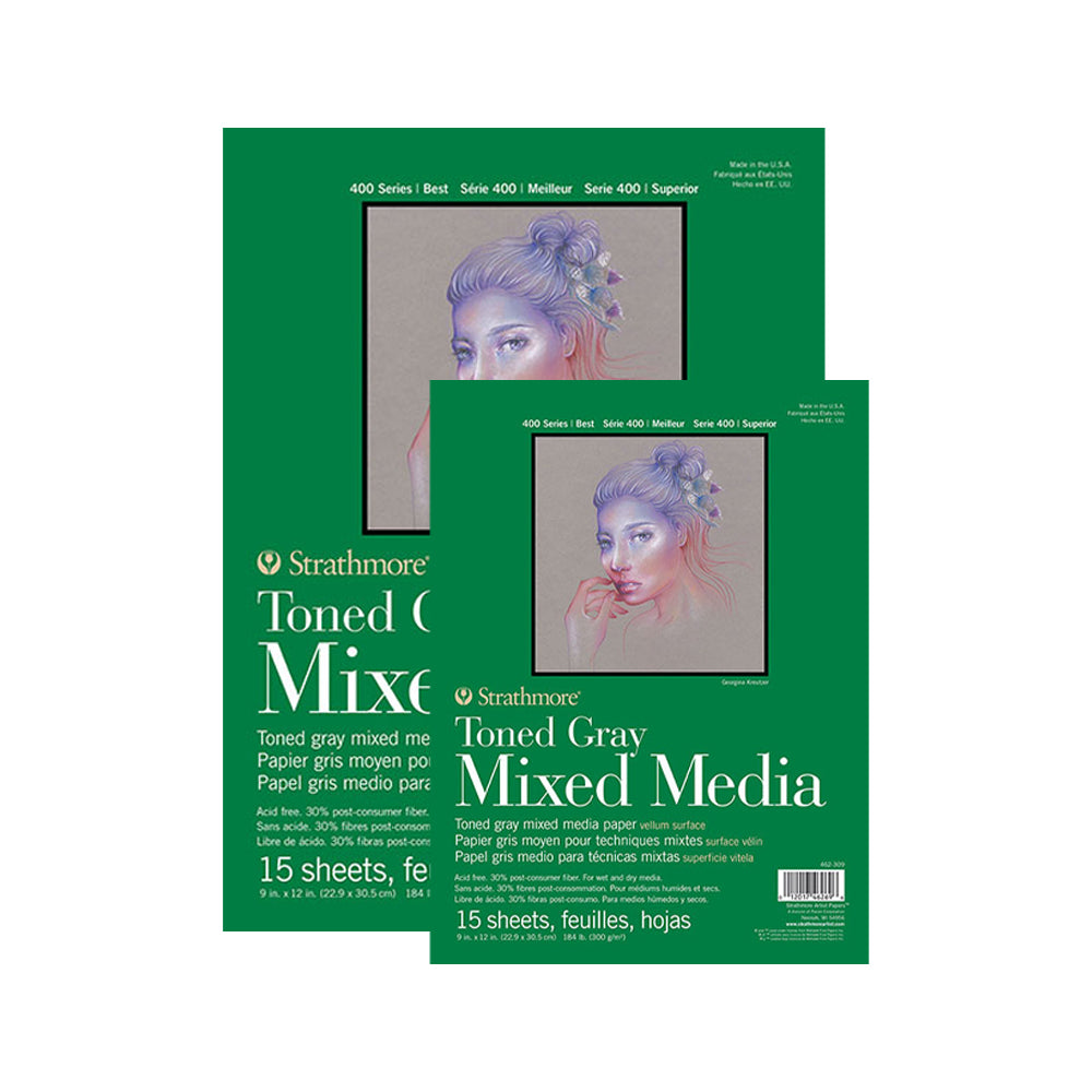 Strathmore Mixed Media 400 Series Toned Gray Paper Pad, 300 gsm, 15 sheets
