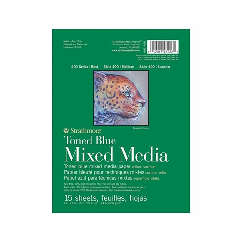 Strathmore Mixed Media 400 Series Toned Blue Paper Pad, 300 gsm, 15 sheets