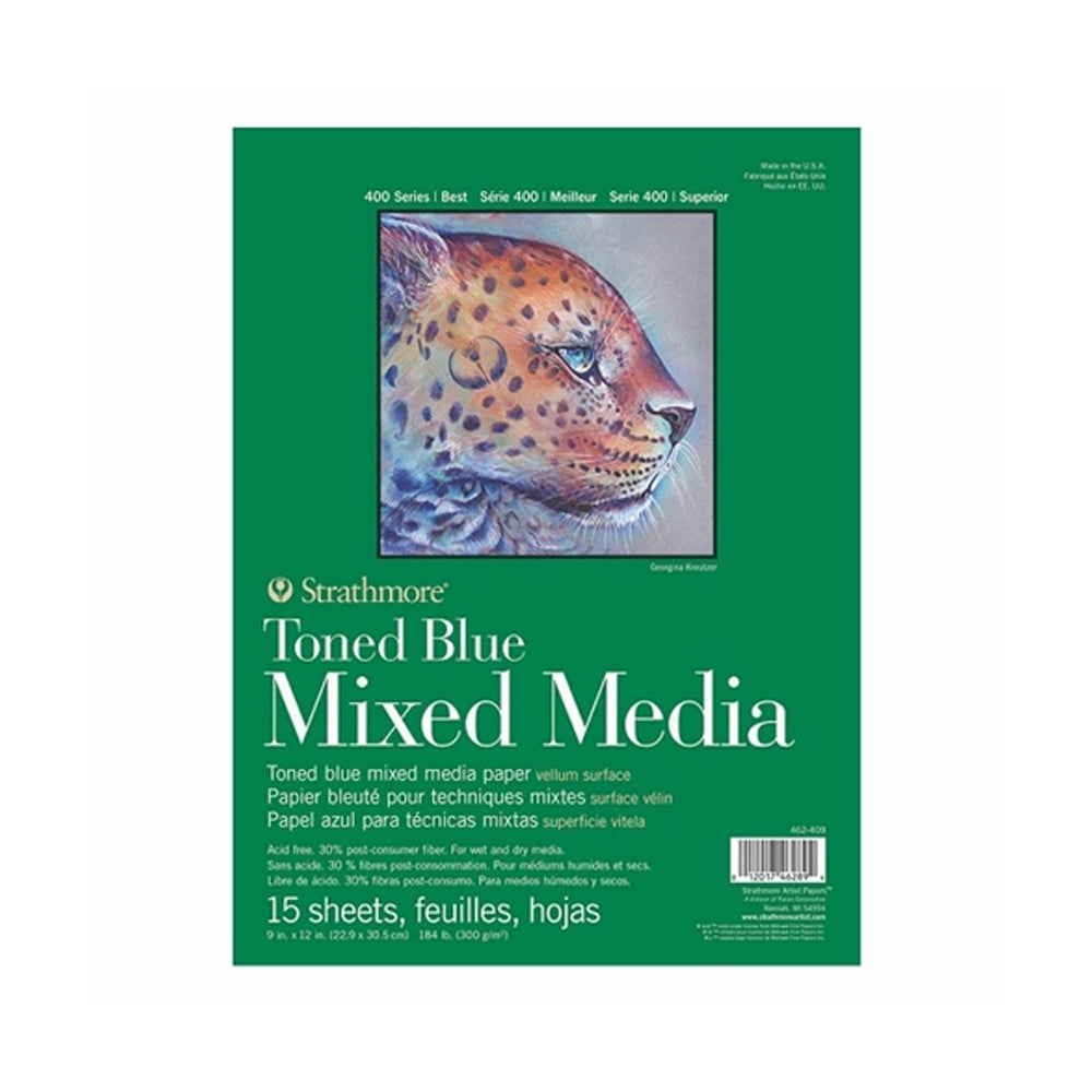 Strathmore Mixed Media 400 Series Toned Blue Paper Pad, 300 gsm, 15 sheets