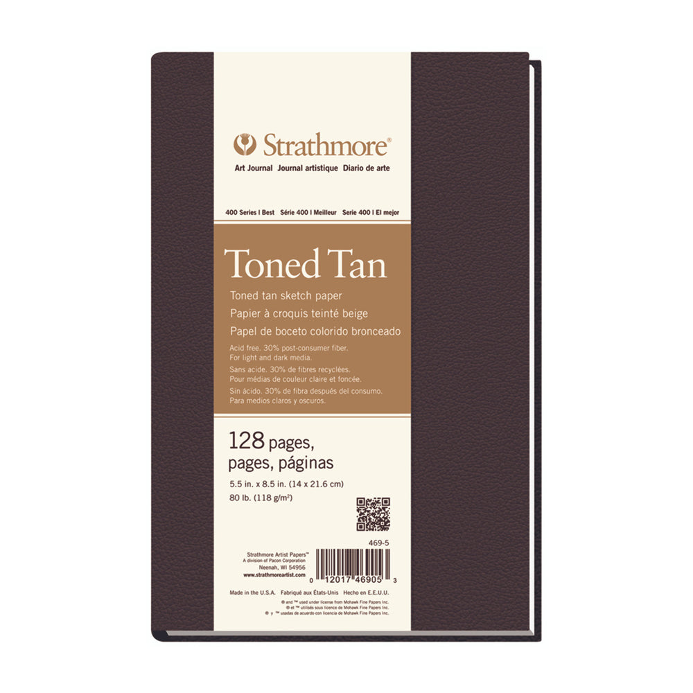 Strathmore Toned Tan 400 Series Sketch Hardbound Art Journal, 118 gsm, 128 pages