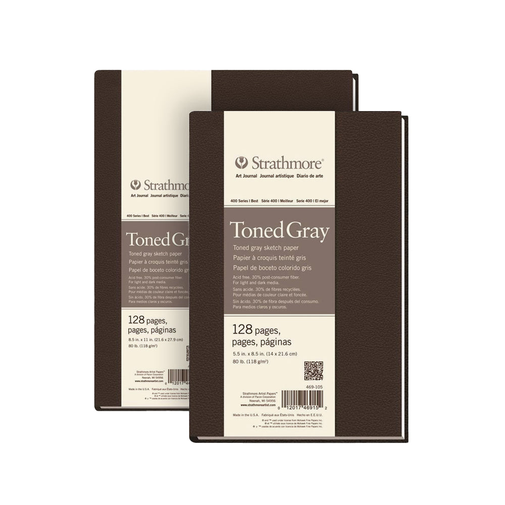 Strathmore Toned Gray 400 Series Sketch Hardbound Art Journal, 118 gsm, 128 pages
