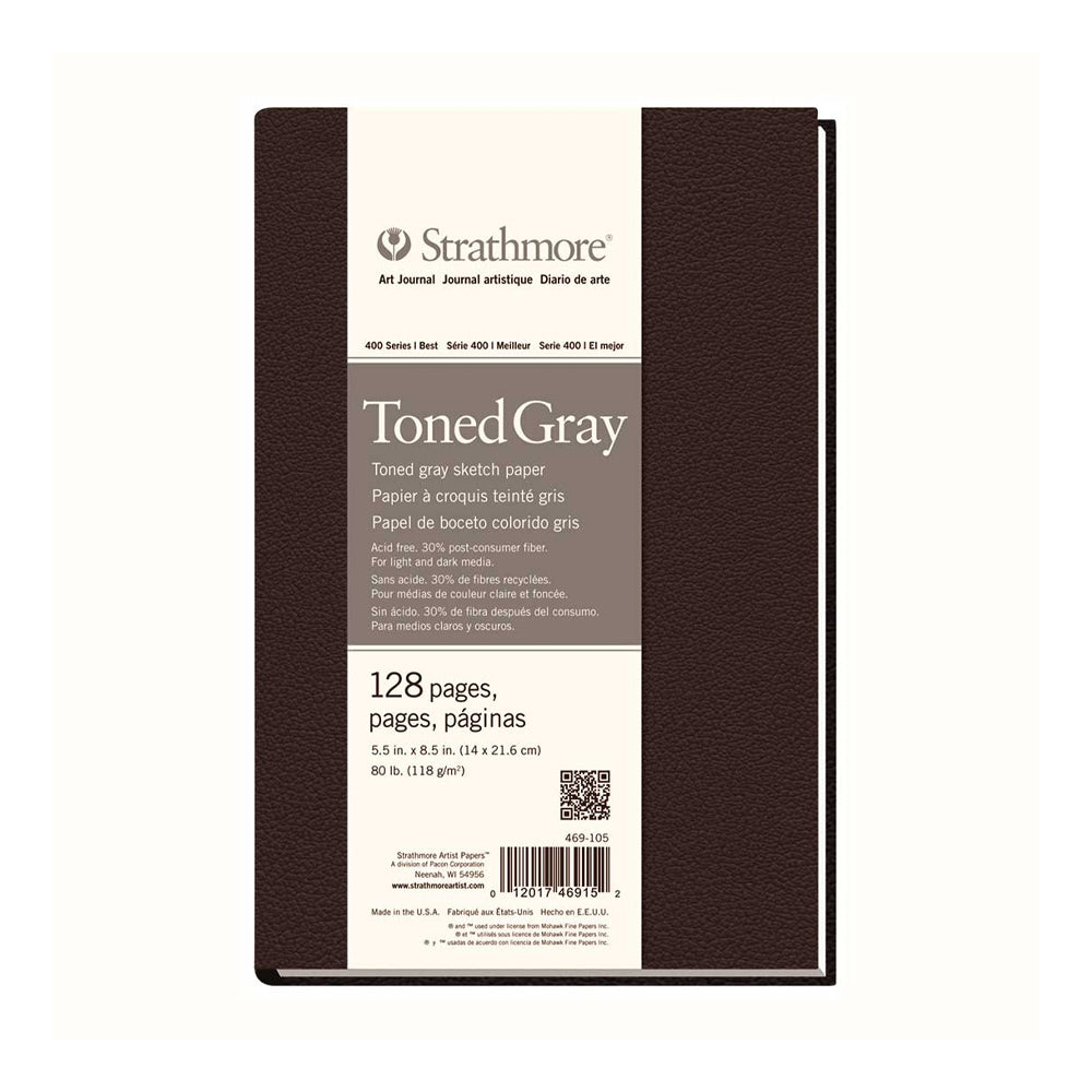 Strathmore Toned Gray 400 Series Sketch Hardbound Art Journal, 118 gsm, 128 pages