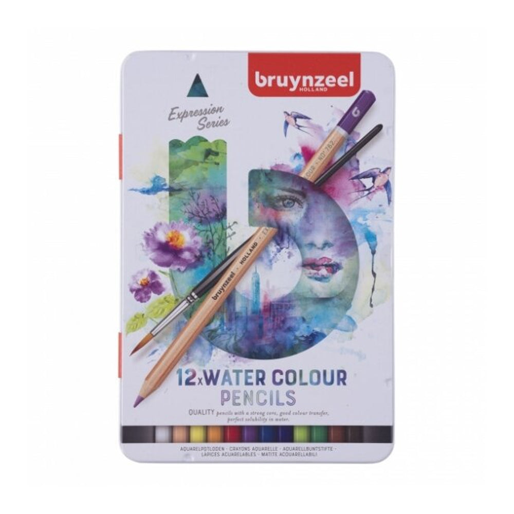 Bruynzeel Expression Watercolour Pencil Tin, 12 pcs.