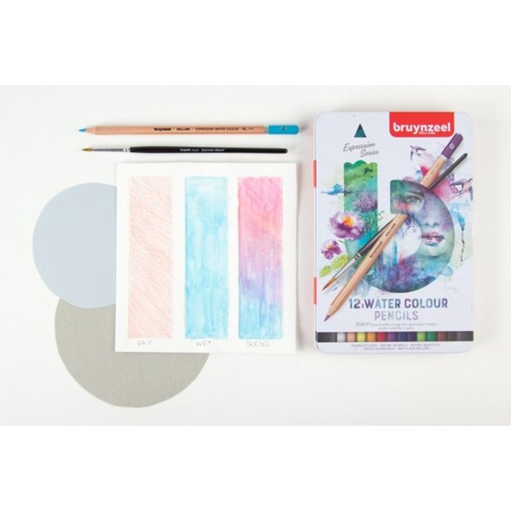 Bruynzeel Expression Watercolour Pencil Tin, 12 pcs.