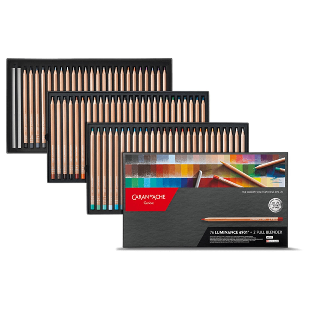 Caran d'Ache LUMINANCE Colored Pencils Set of 76 + 2 Blenders