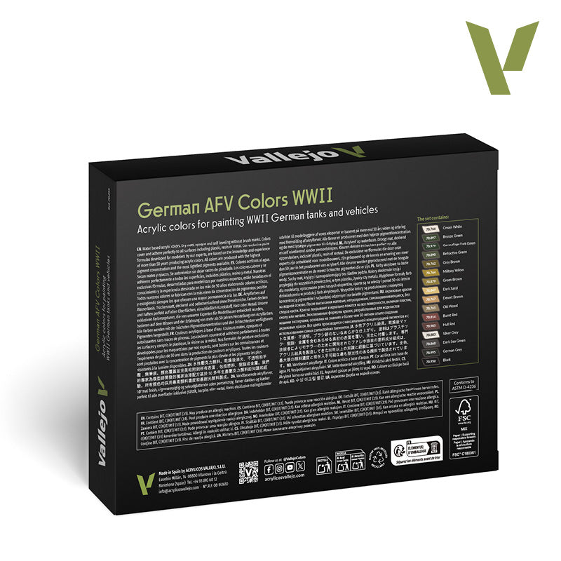 Vallejo Model Color German AFV Colors WWII Acrylic Paint Set, 16x18 ml