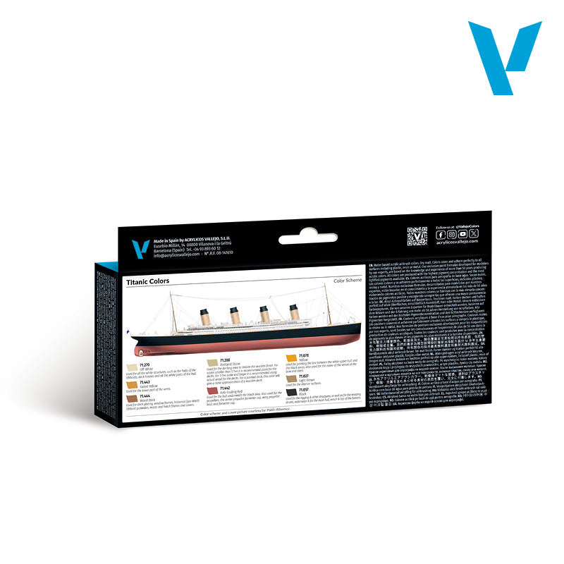 Vallejo Model Air Titanic Colors Paint Set, 8x18 ml