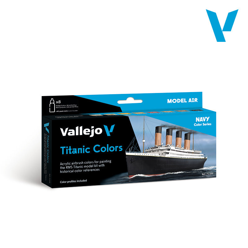 Vallejo Model Air Titanic Colors Paint Set, 8x18 ml