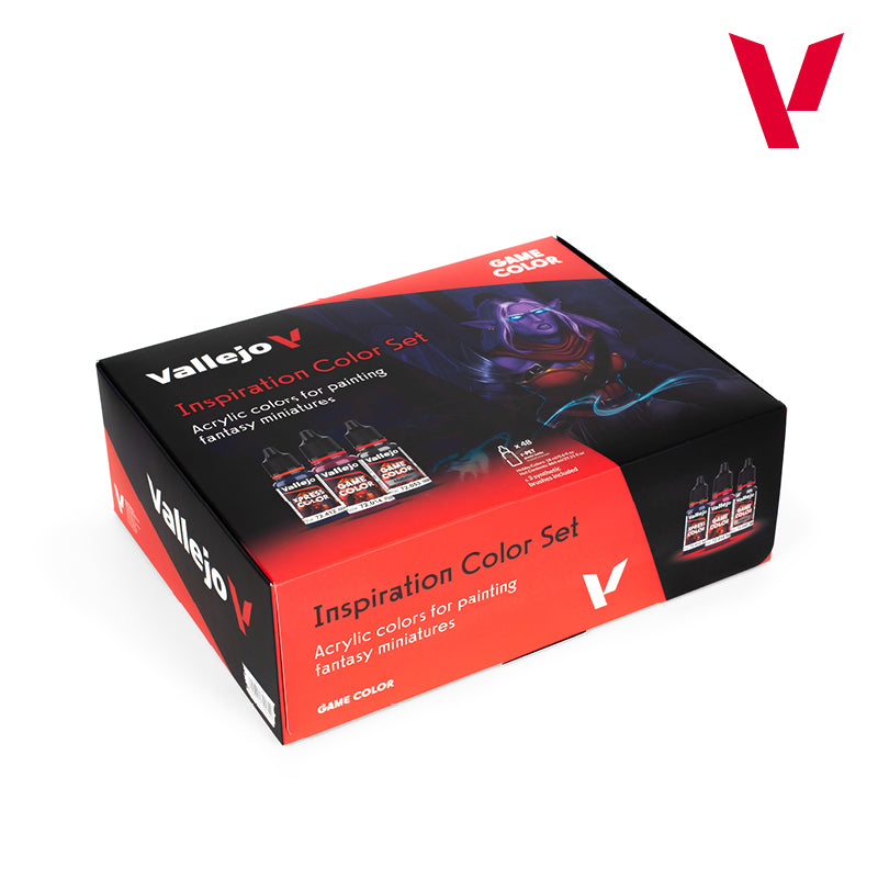 Vallejo Inspiration Color Paint Set, 48x18 ml + 3x brushes