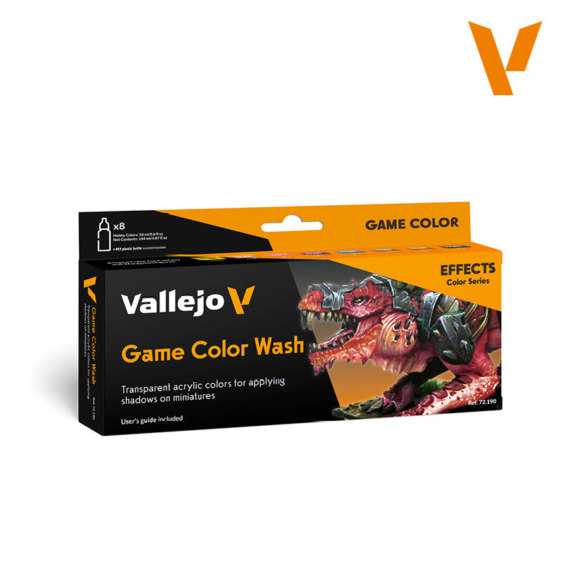 Vallejo Game Color Wash Paint Set, 8x18 ml