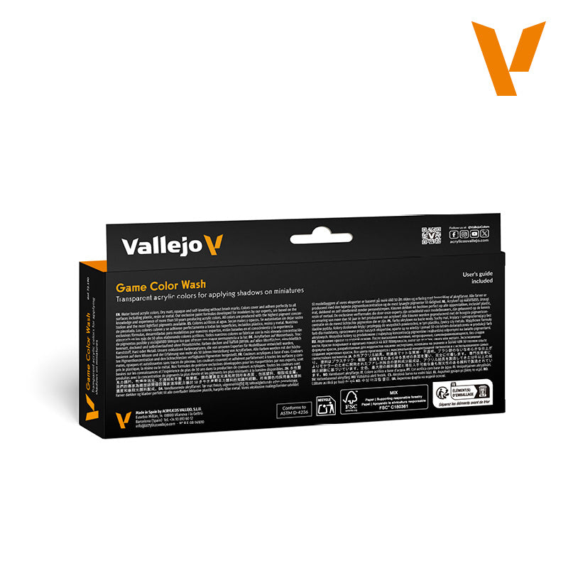 Vallejo Game Color Wash Paint Set, 8x18 ml