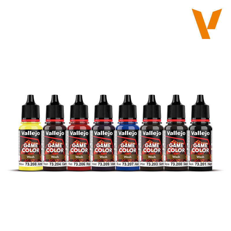 Vallejo Game Color Wash Paint Set, 8x18 ml