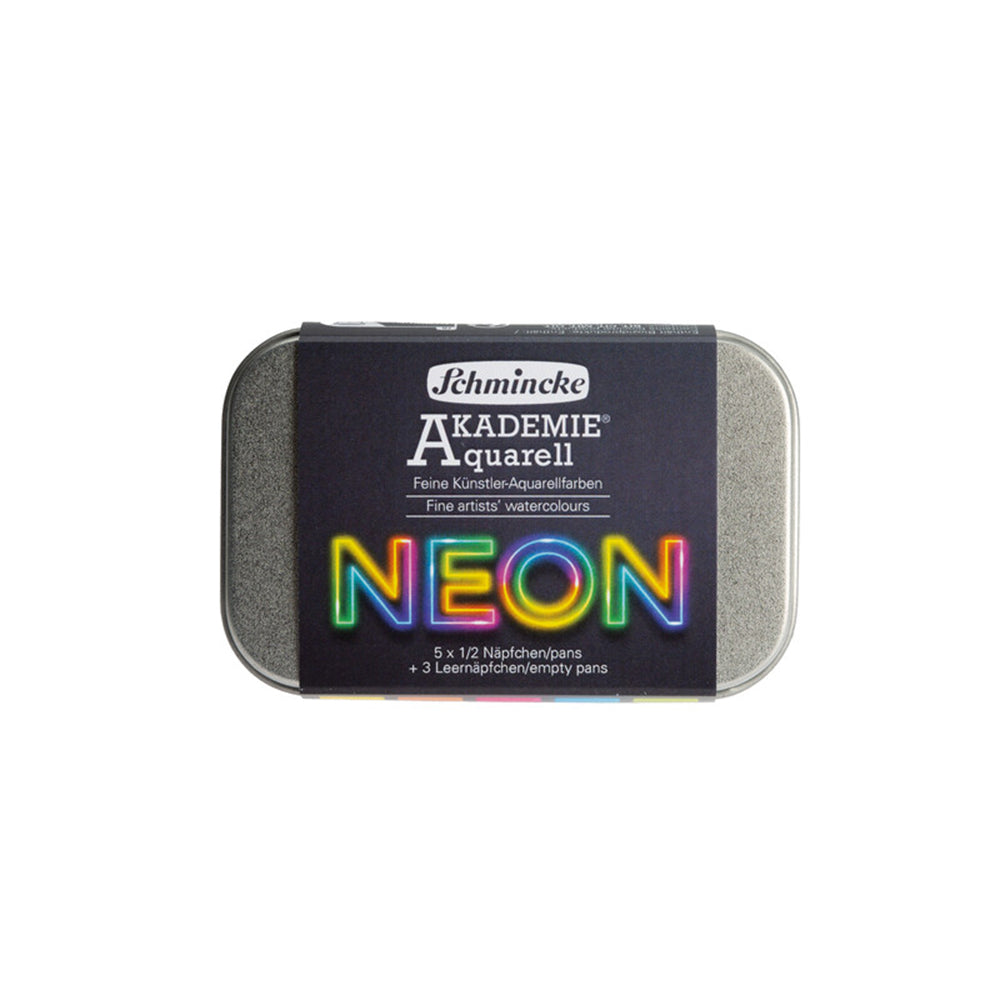 Schmincke Akademie Watercolour Neon set, 5 Colours, Half-Pan