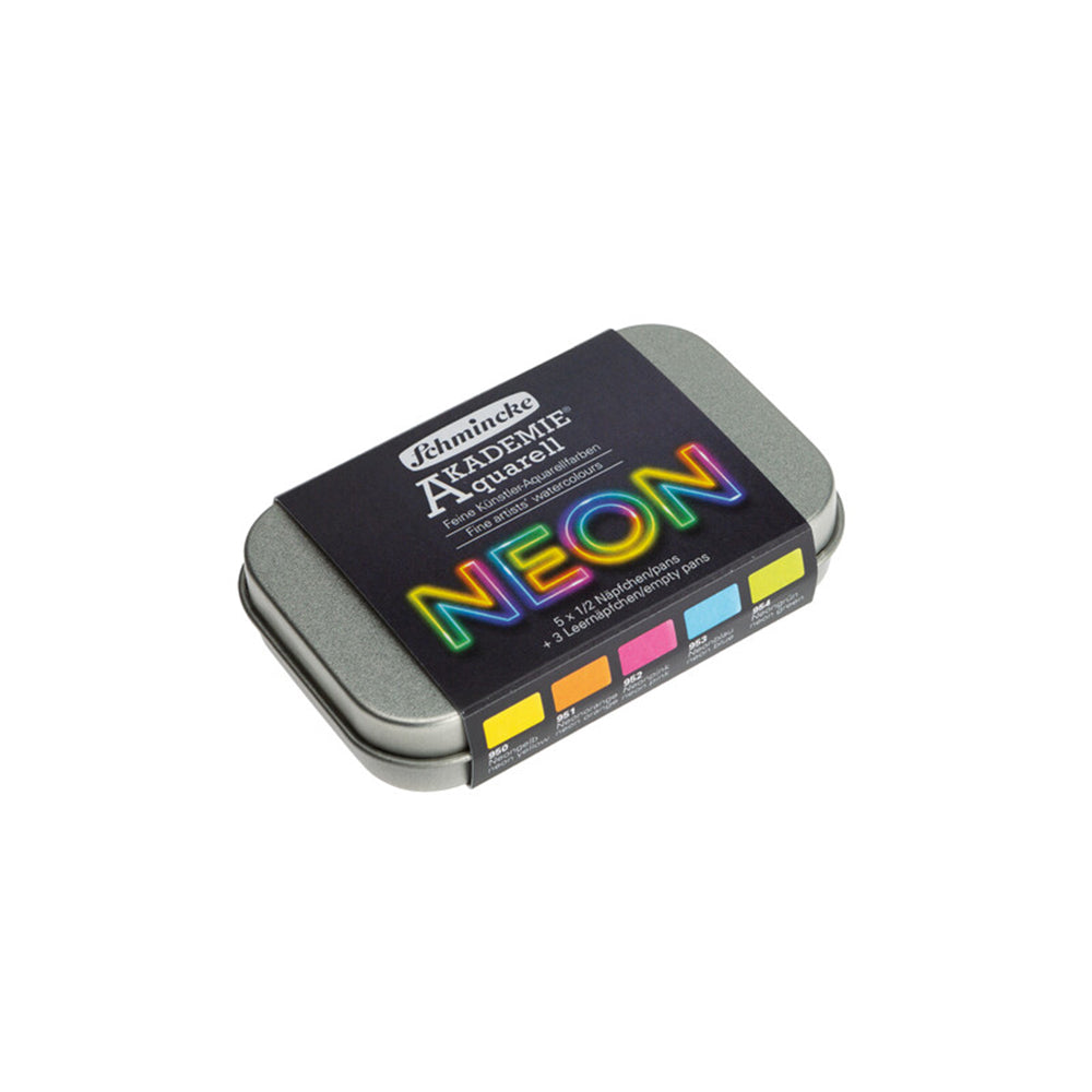 Schmincke Akademie Watercolour Neon set, 5 Colours, Half-Pan