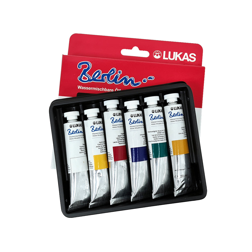Lukas Berlin Water-Mixable Oil Paint Set, 6x20 ml