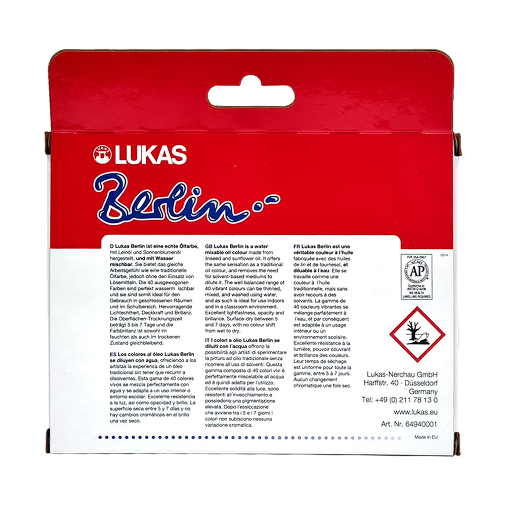 Lukas Berlin Water-Mixable Oil Paint Set, 6x20 ml