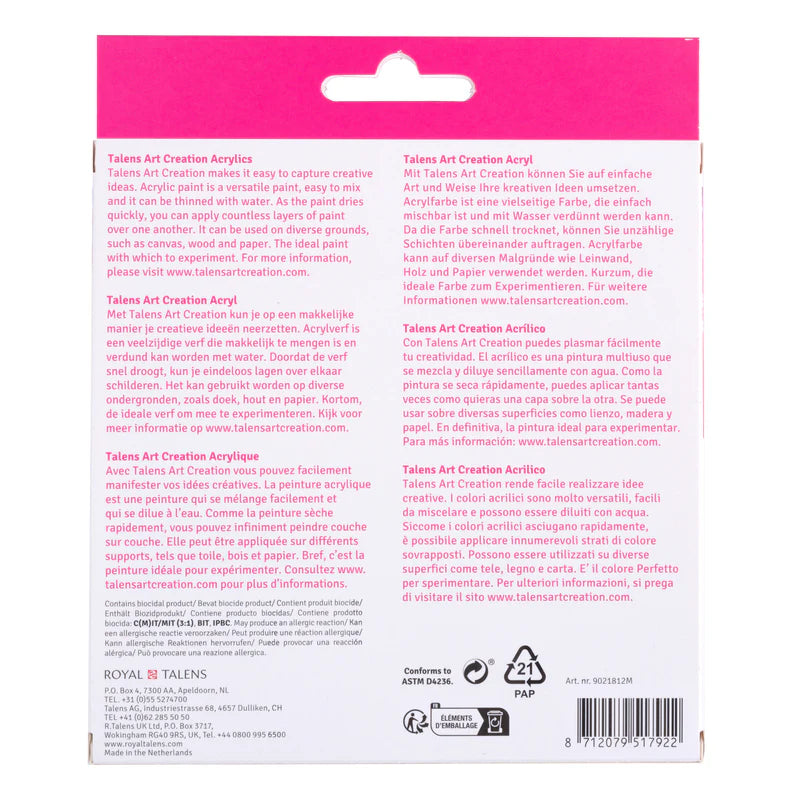 Talens Art Creation Acrylic Paint Set in Tubes, 12x12 ml