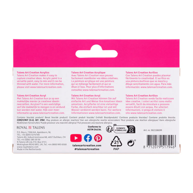 Talens Art Creation Acrylic Paint Set Primary, 6x12 ml