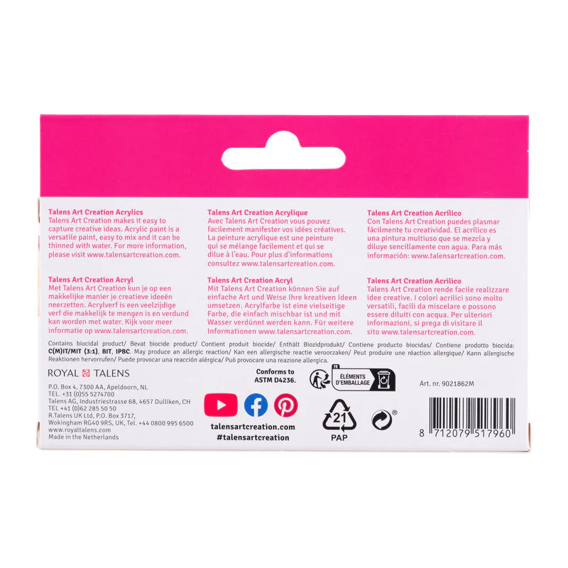 Talens Art Creation Acrylic Paint Set Pastel, 6x12 ml