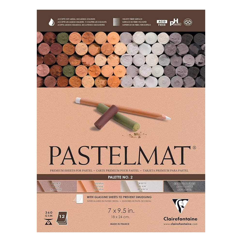 Clairefontaine Pastelmat No. 2 Coloured Glued Pad, 12 sheets