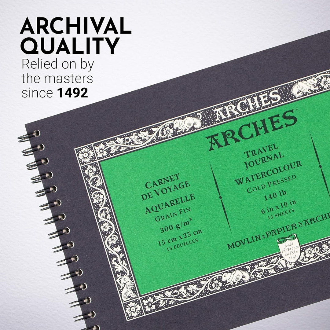Arches Watercolour Spiral Pad, Cold Pressed, 300 gsm, 100% Cotton, 15 Sheets