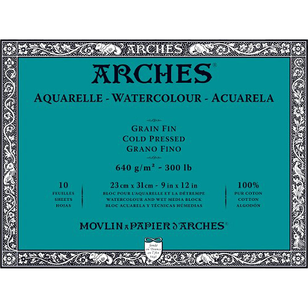 Arches Watercolour Paper Block, Cold Pressed, 640 gsm, 100 % Cotton, 10 Sheets