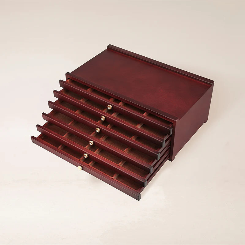 MEEDEN 6-Drawer Artist Supply Storage Box, Dark Walnut color