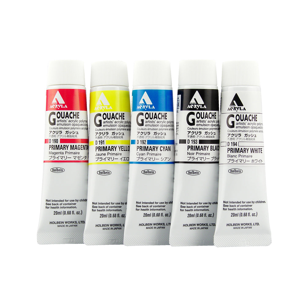 Holbein Acrylic Gouache Tubes Set, 5x20 ml