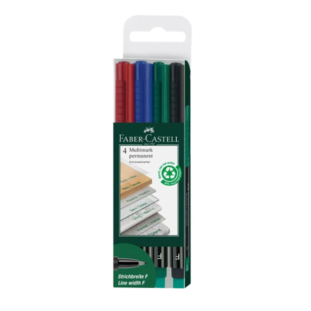 Faber-Castell Multimark Permanent Markers with Eraser Set, 4 colors