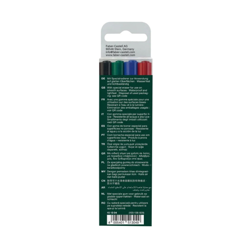 Faber-Castell Multimark Permanent Markers with Eraser Set, 4 colors