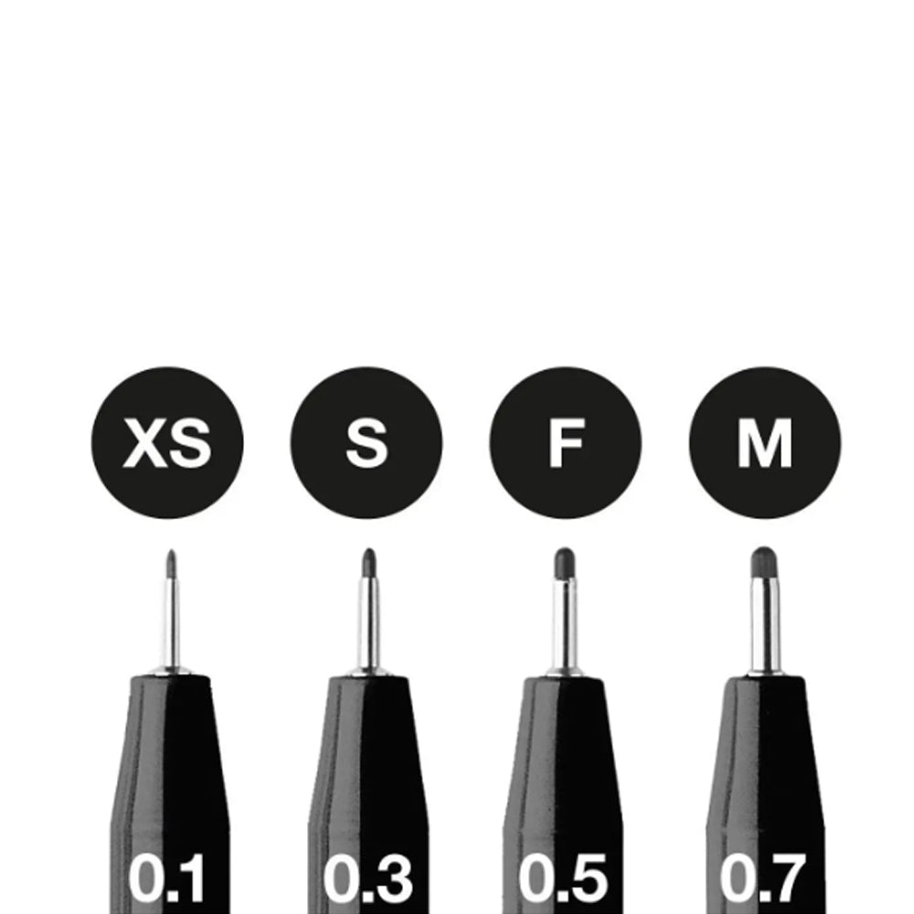 Faber-Castell Pitt Artist India Ink Pen Set, 4 pcs., Black, XS, S, F, M