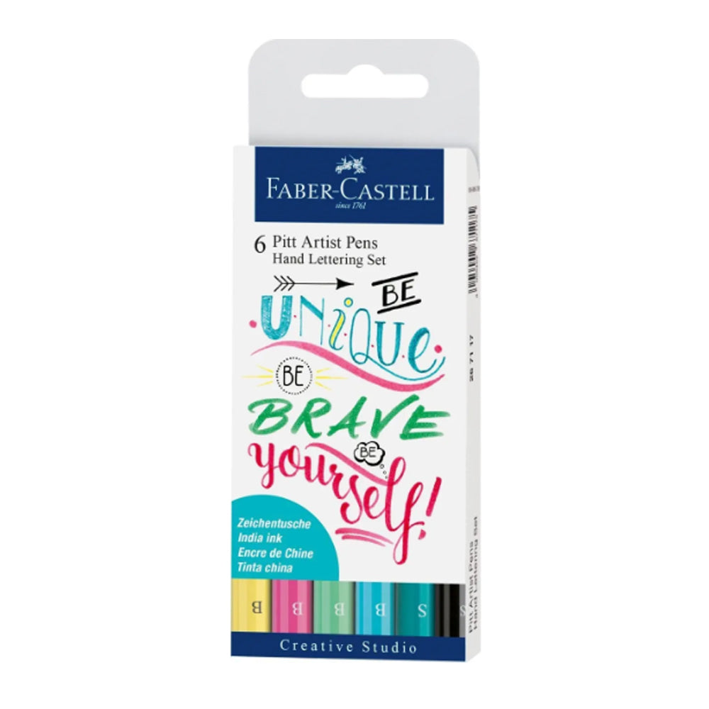 Faber-Castell Pitt Artist India Ink Lettering Pen Set, 6 pcs.