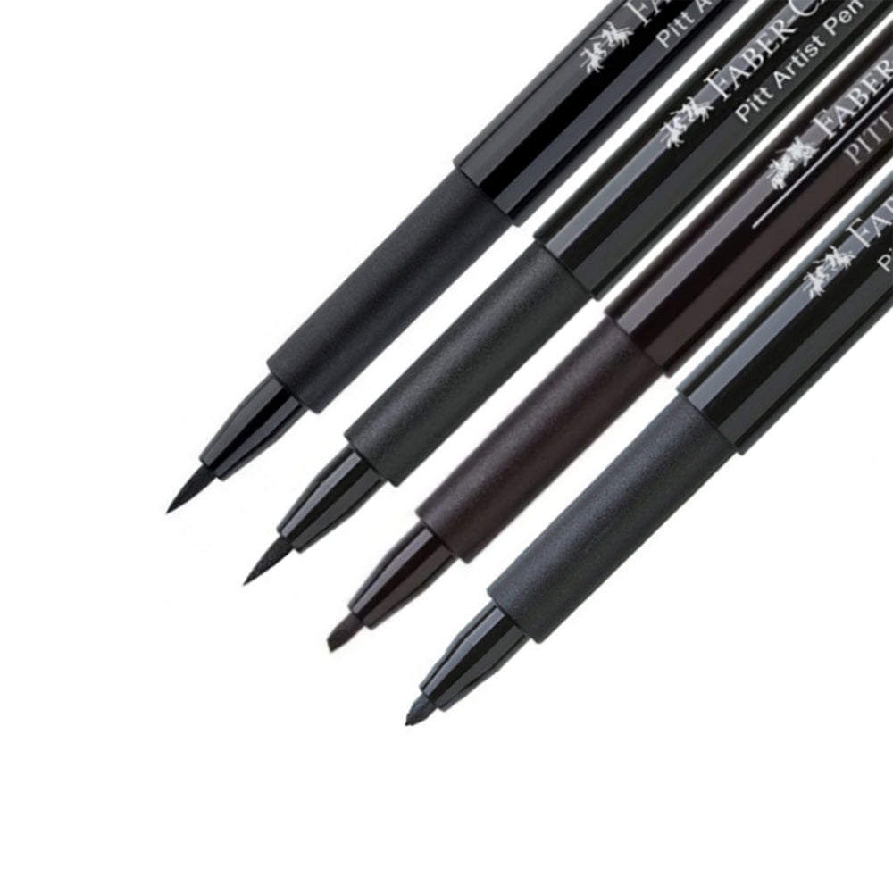 Faber-Castell Pitt Artist India Ink Brush Pen Set, 4 pcs., Black, B, SB, SC, 1.5