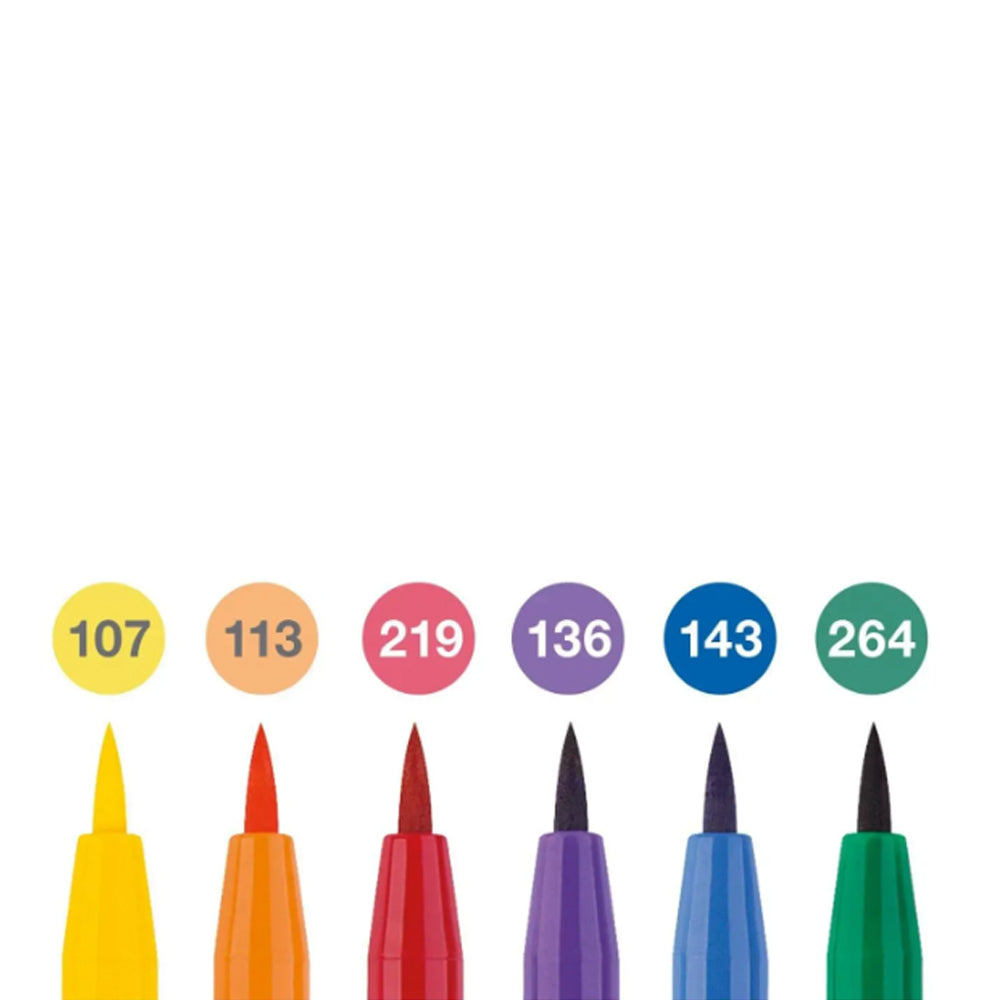 Faber-Castell Pitt Artist India Ink Brush Pen Set, 6 pcs., Colour Wheel
