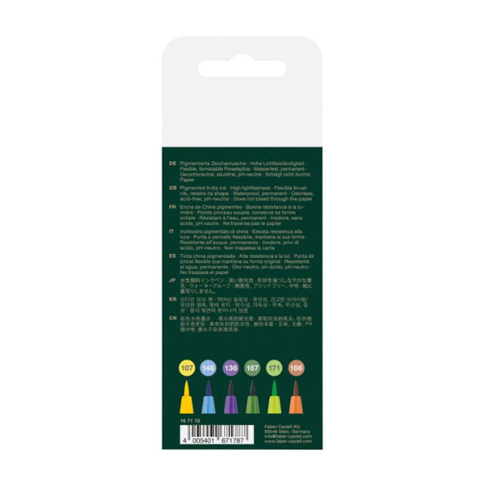 Faber-Castell Pitt Artist India Ink Brush Pen Set, 6 pcs., Summer Vibes