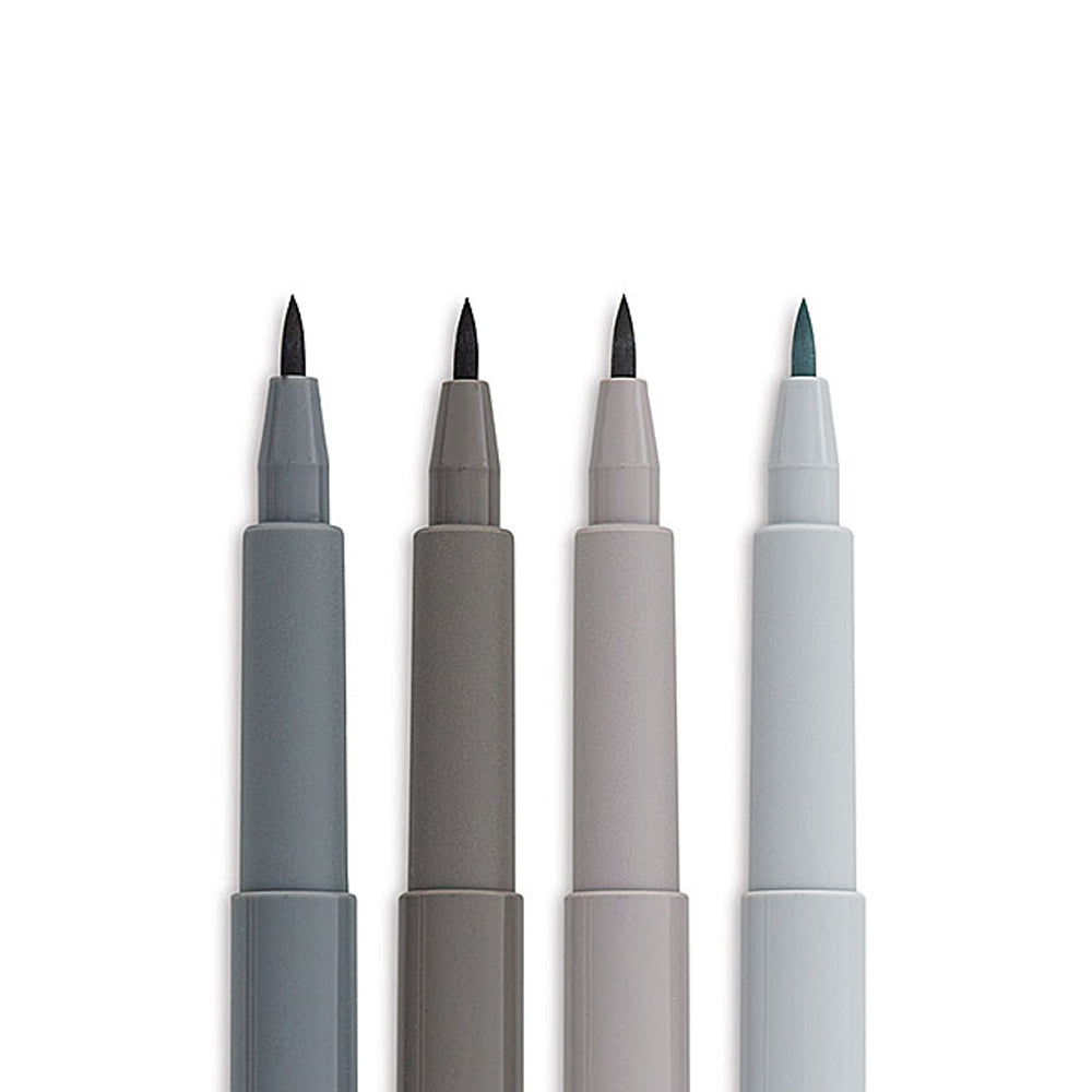 Faber-Castell Pitt Artist India Ink Pen Set, 4 pcs., Grey Shades, B