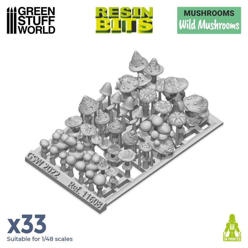 Green Stuff World Wild Mushrooms Set, 33 pcs.