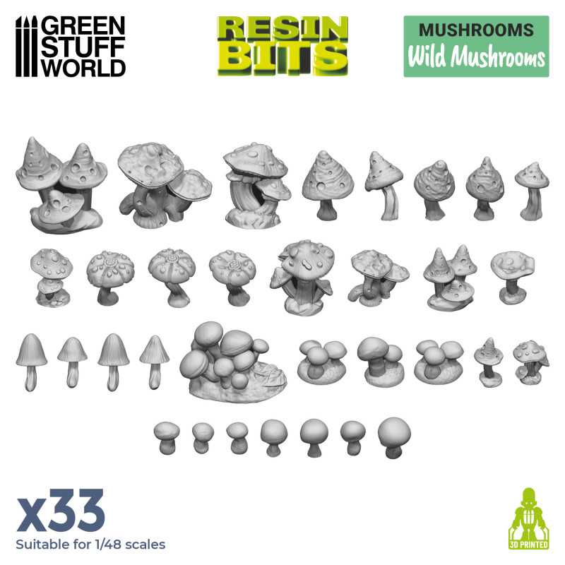Green Stuff World Wild Mushrooms Set, 33 pcs.