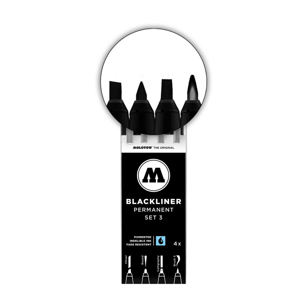 Molotow Water-Proof Blackliners Set 3, 4 pcs.