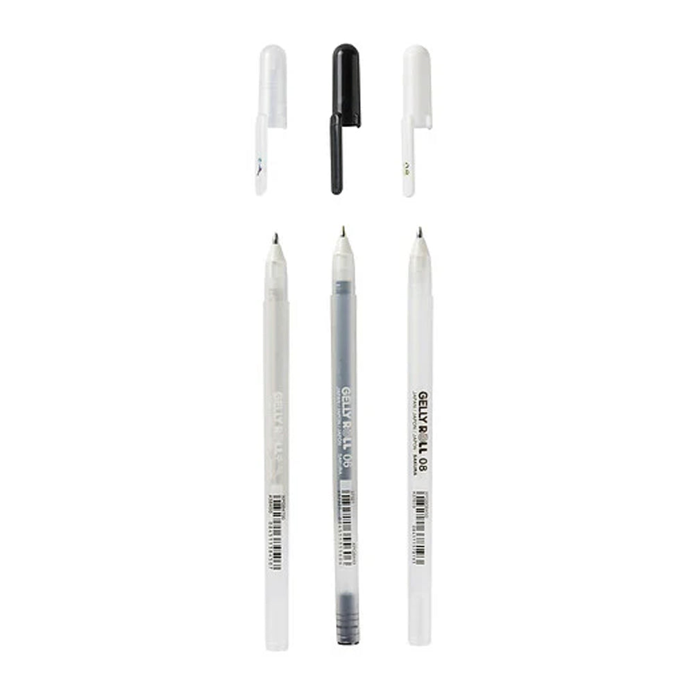Sakura Gelly Roll Gel Pens Set Clear, Black, White, 3 pcs.