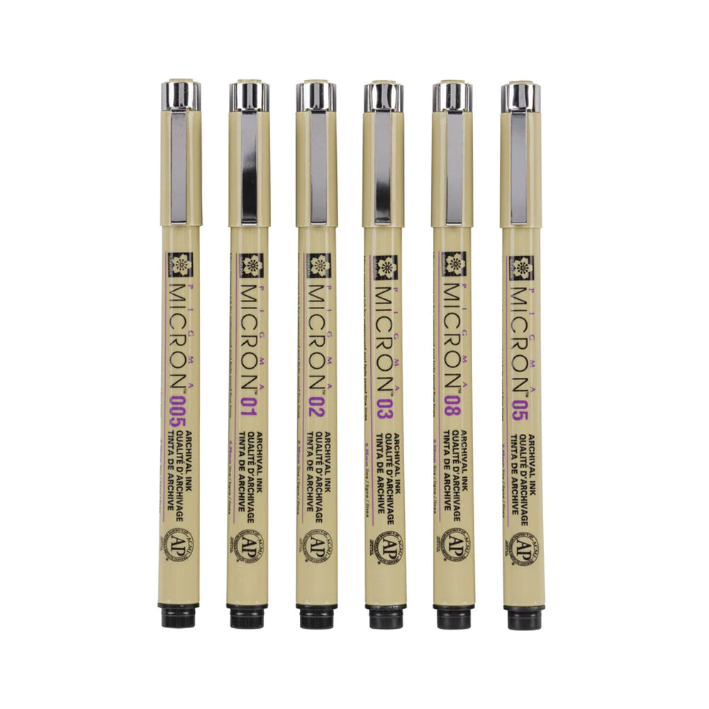 Sakura Pigma Micron 01 tušinukų rinkinys, 6 spalvos