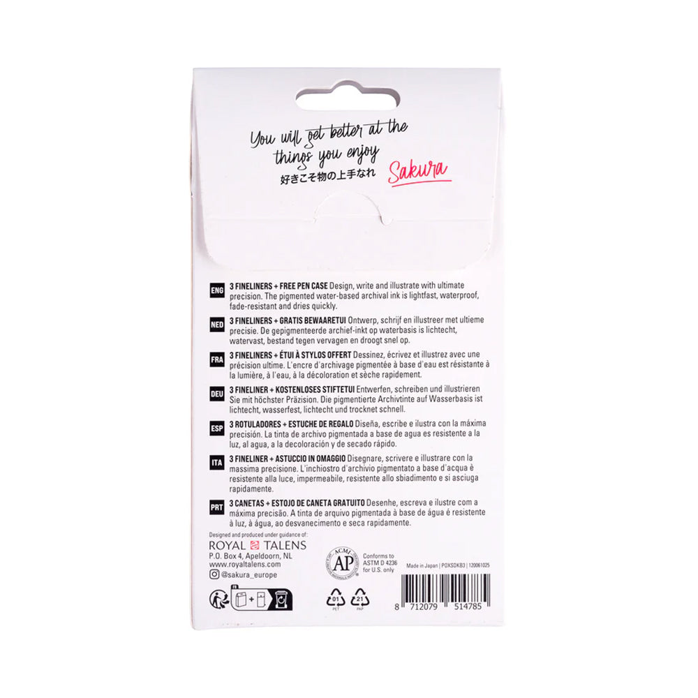 Sakura Pigma Micron Black Edition Set, 3 Pens + Pen Case