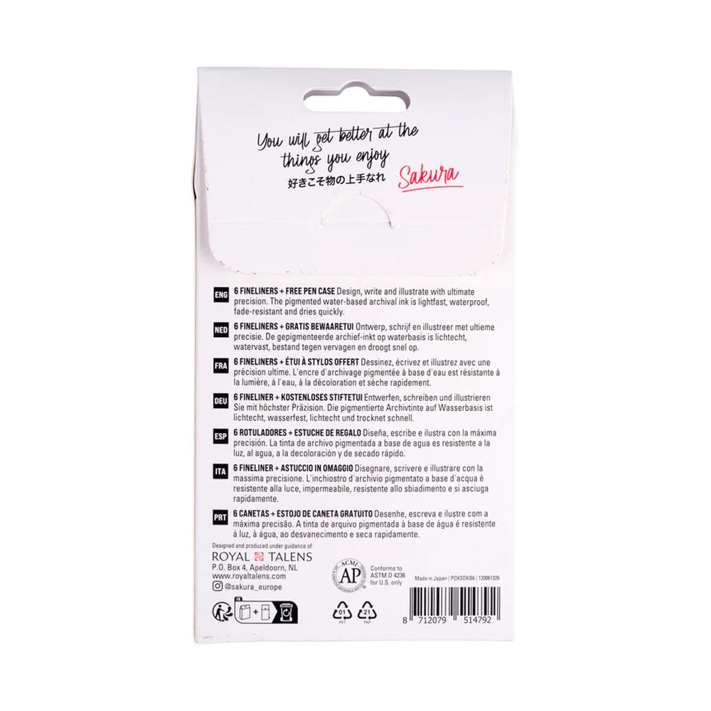 Sakura Pigma Micron Black Edition Set, 6 Pens + Pen Case