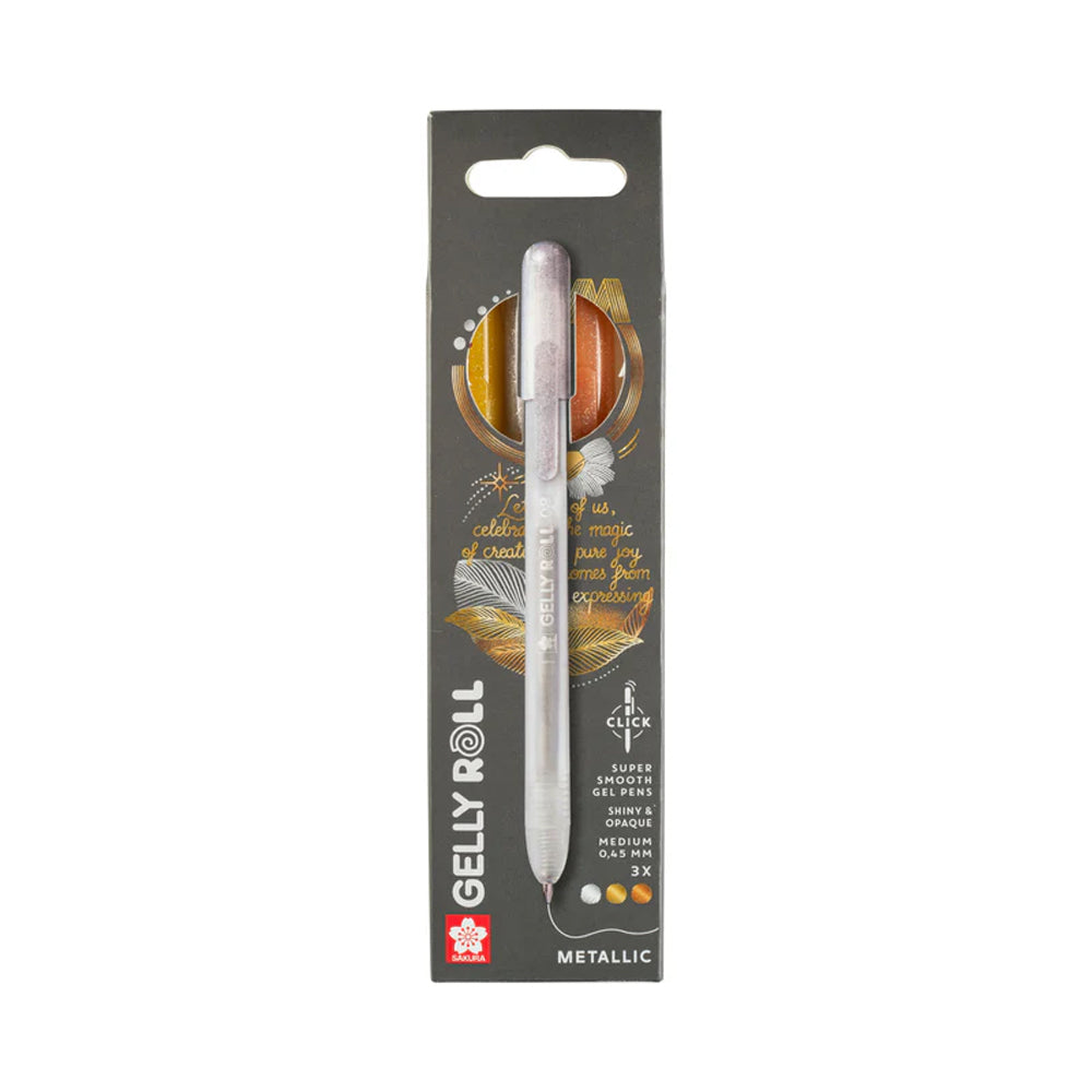 Sakura Gelly Roll Metallic Gel Pens Set, 3 pcs., Gold, Silver, Copper
