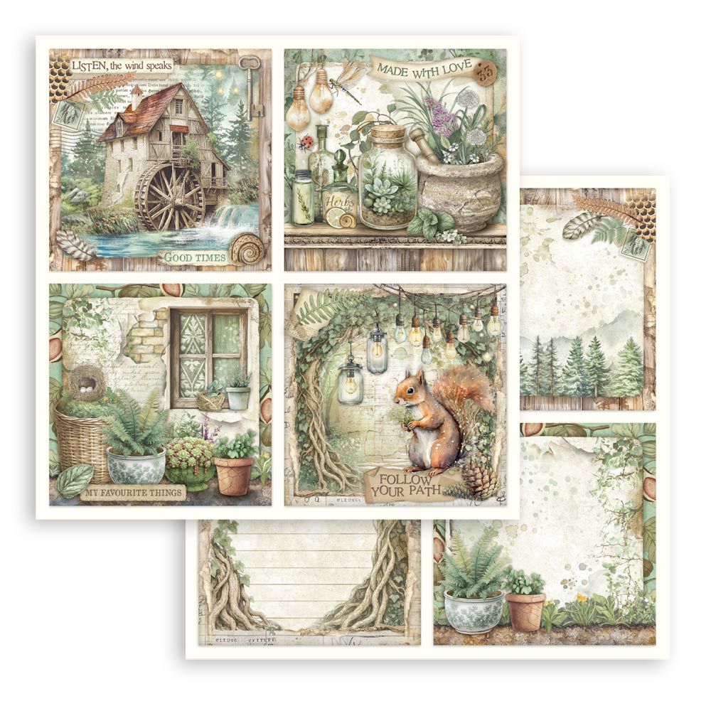 Stamperia Double-Sided Scrapbooking Paper Set - Herbarium Silvae, 10 units