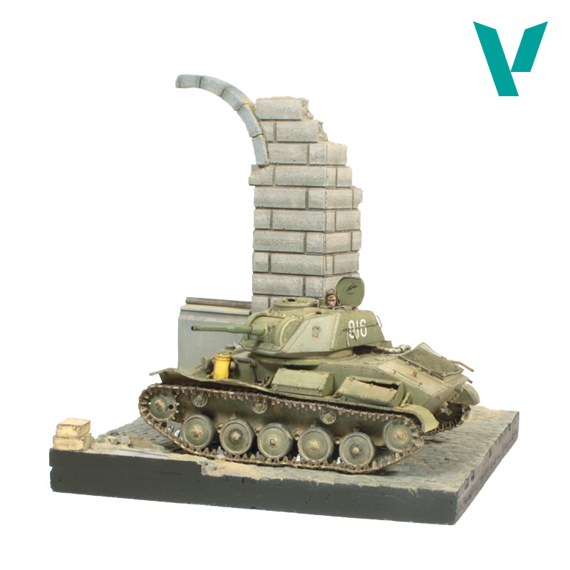 Vallejo German Ruined Building Base, 15.5×15.5 cm