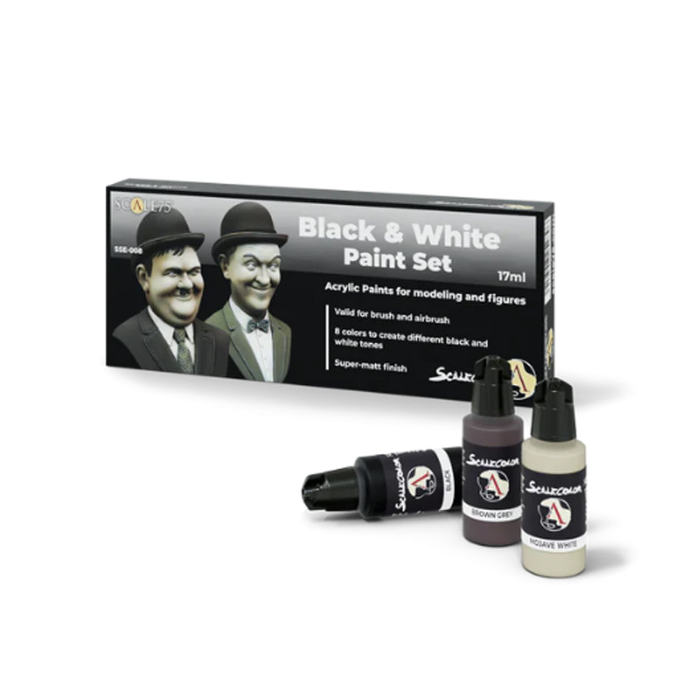 Scale 75 BLACK and WHITE Acrylic Paint Set, 8x17 ml