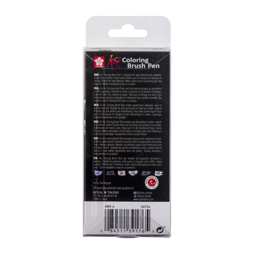 Sakura Koi Coloring Brush Pen Urban Set, 6 colours