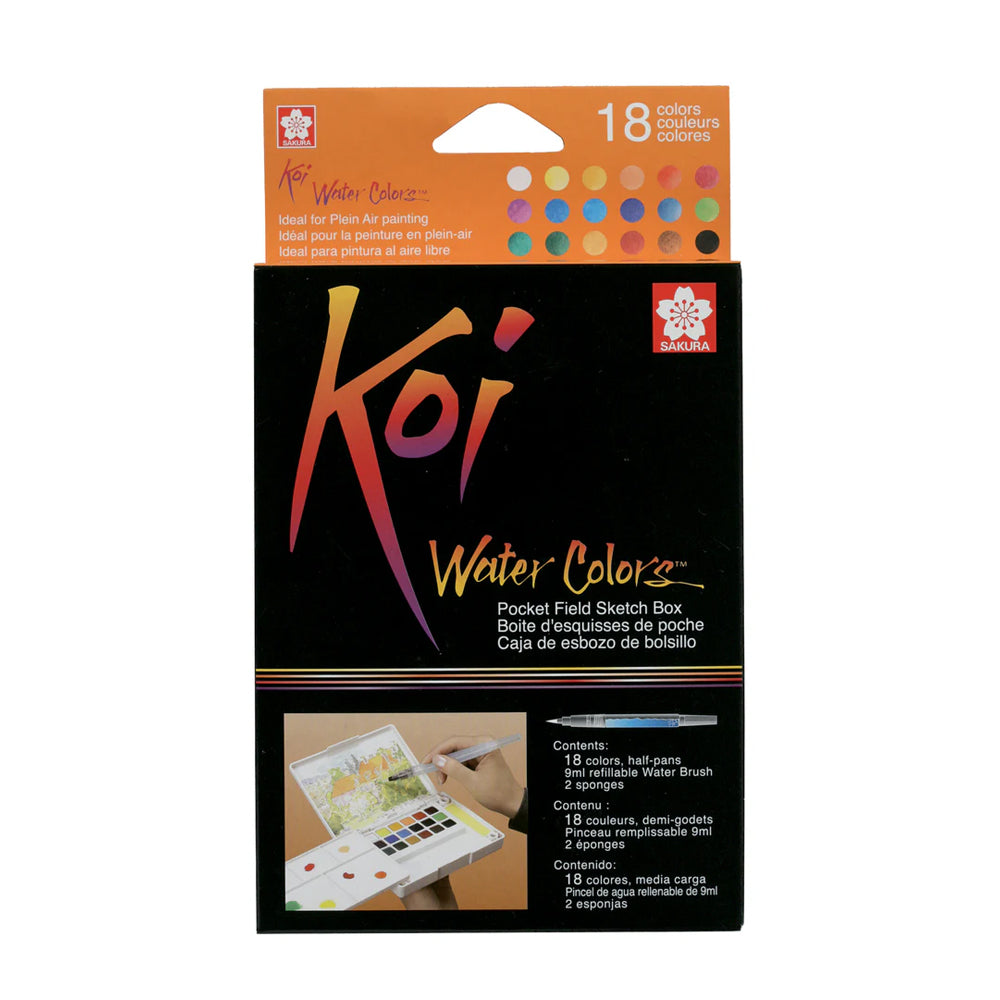 Sakura Koi Water Colors Pocket Field Sketch Box, Half-Pan, 18 colours