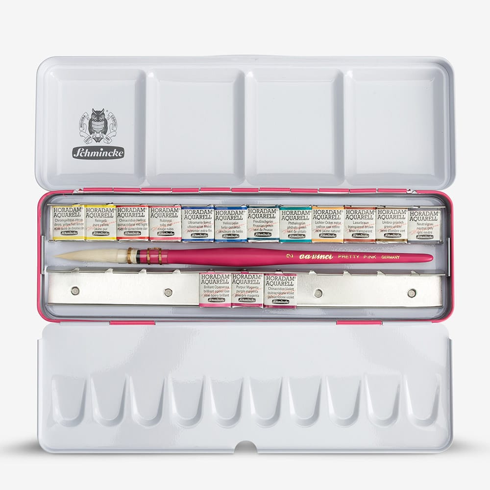 Schmincke pretty pink horadam watercolor set with Da Vinci brush 74663097